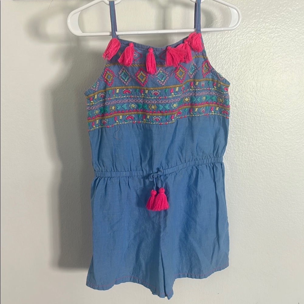 Kids Blue and Pink Embroidered Romper